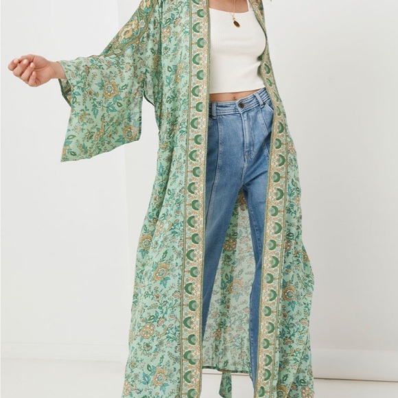 Spell Green and Yellow Floral Kimono - Picture 1 of 5